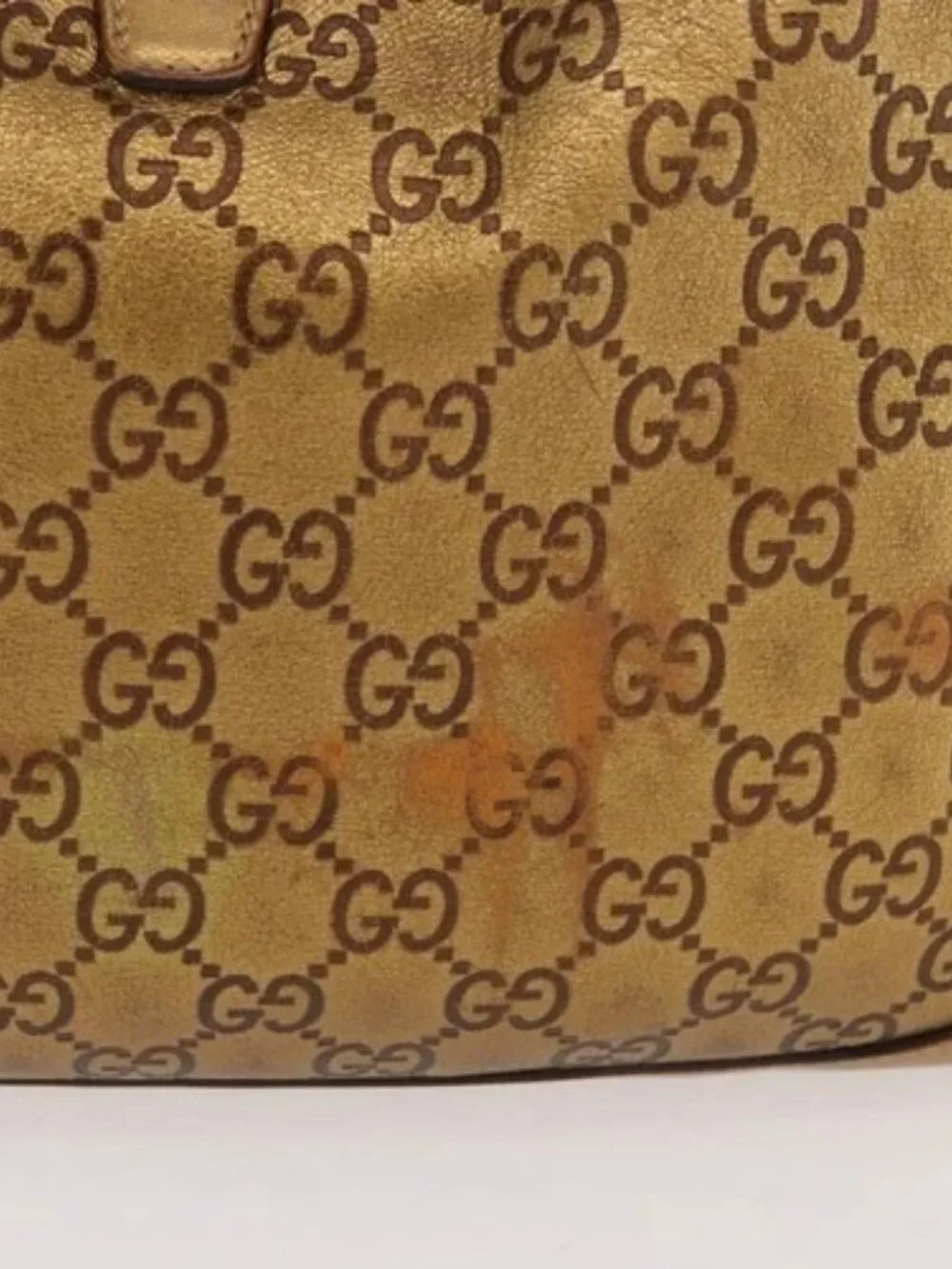 GUCCI GG Canvas Guccissima Sherry Line Bag Leather Gold 153029 Auth BAZ429